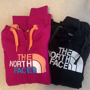 2 north face zip up hoodies